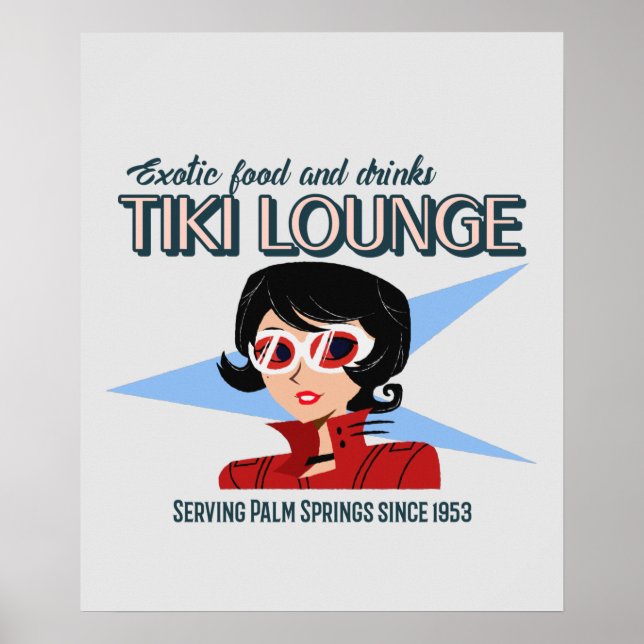 Póster Retro Palm Springs Tiki Lounge Print on Brown (Frente)