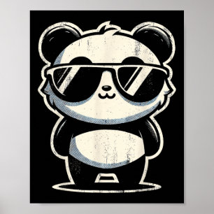 Póster Retro Panda En Sungles Bbq Pool Fiesta Funny Panda
