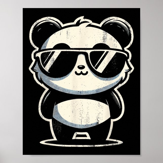 Póster Retro Panda En Sungles Bbq Pool Fiesta Funny Panda (Frente)