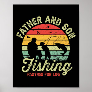 Póster Retro Papá e Hijo Compañeros de Pesca para Toda la