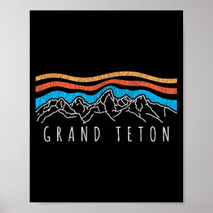Póster Retro parque nacional grand teton wyoming vintage