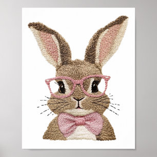Póster Retro Pascua Faux Embroidery Bunny Cute Gifts Boy