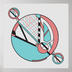 Póster Retro Pastel Art Deco Diseño Moon Geométrico