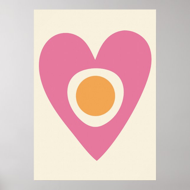 Póster Retro Pastel Heart and Circle Wall Poster (Frente)