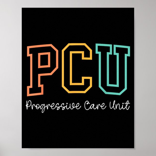 Póster Retro Pcu Progressive Care Unit Rn Nurse Nursing W (Frente)