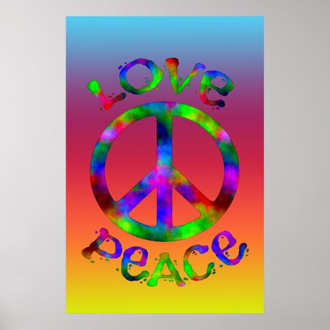 Póster Retro Peace and Love Tie-Dye Design (Frente)