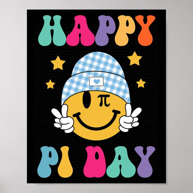 Póster Retro Pi Day 10000 Dígitos Pi Math Math Rótulo Wom (Frente)