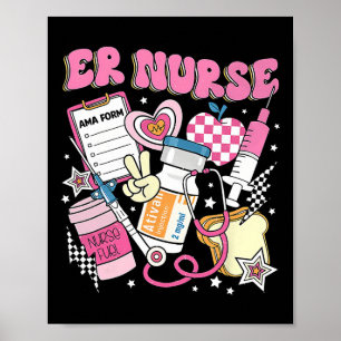 Póster Retro Pink Er Enfermera Funny Sala De Emergencia R