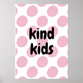 Póster Retro Pink Polka Dot Pattern Modern Nursery Print