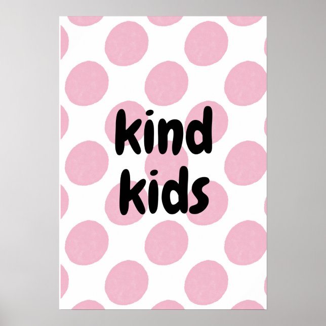 Póster Retro Pink Polka Dot Pattern Modern Nursery Print (Frente)