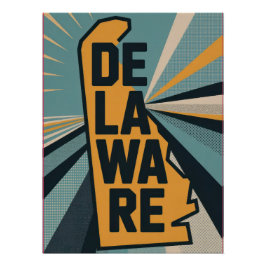 Póster Retro Pop Art Delaware State Map Design