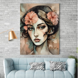 Póster Retro Pop Art Poster de Ilustracion femenino