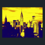 Póster Retro Pop Art Poster de Nueva York<br><div class="desc">Imagen de estilo antiguo de la ciudad de Nueva York - Pinturas de arte de Nueva York</div>