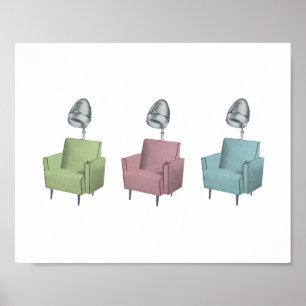 Póster Retro Pop Art Salon Dryer Silla 8x10 Imprimir