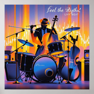 Póster Retro Pop Resumen instrumentos musicales dramático