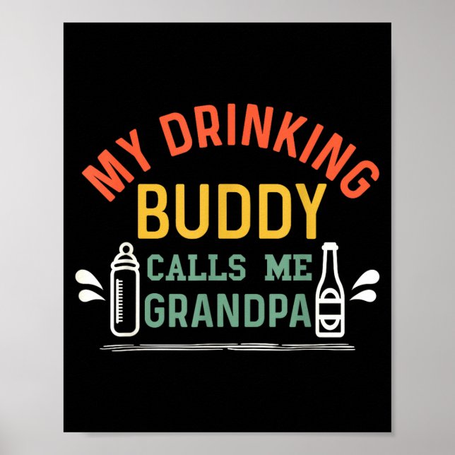 Póster Retro Pregnancy Announcement Grandpa My Drinking B (Frente)