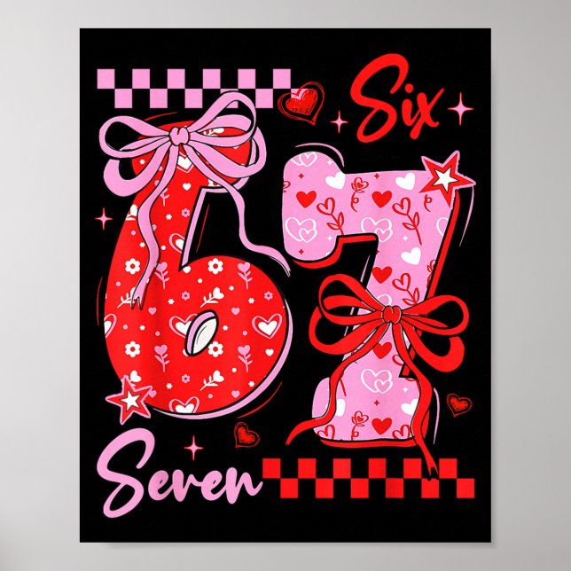 Póster Retro Preppy Coquette Bow 6 7 Six Seven Love Valen (Frente)