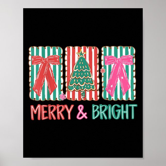 Póster Retro Preppy Merry And Bright Girly Coquette Chris (Frente)