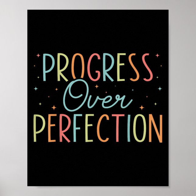 Póster Retro Progress Over Perfection Motivational Quote  (Frente)