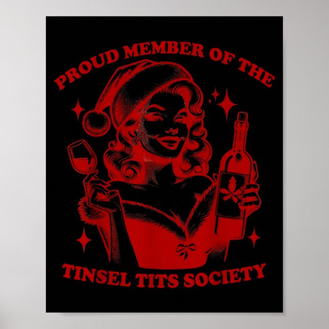 Póster Retro Proud Member Of Tinsel Society Lady Christma (Frente)