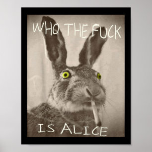 Póster Retro Quien F_ck Es Alicia Conejo Gracioso