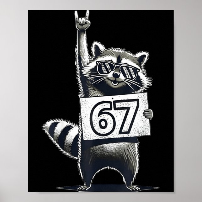 Póster Retro Raccoon 67 Shirts Rock Music Men Kids Women  (Frente)