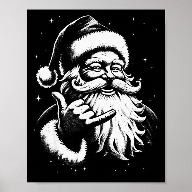 Póster Retro Rad Christmas Mele Kalikimaka Santa Shaka Ha (Frente)