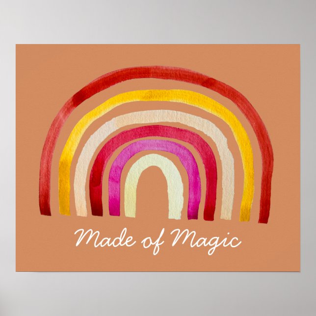 Póster Retro Rainbow lindo acuarela (Frente)