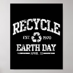 Póster Retro Reciclar el Día de la Tierra 1970 Verde Ambi