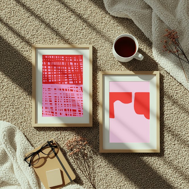 Póster Retro Red and Pink Abstract Grid  (Subido por el creador)
