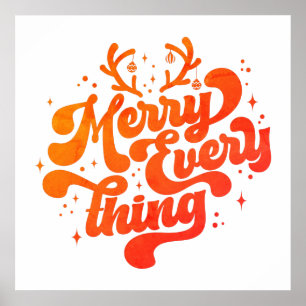 Póster Retro Red White Feliz todo Feliz Navidad
