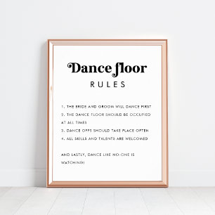 Póster Retro Reglas de piso de baile Rótulo Boda Minimali