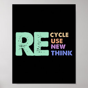 Póster Retro Remoción de Meme Reciclar Reutilizar Renovar