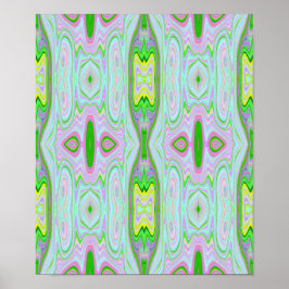 Póster Retro Resumen Rosa, Lime Green y Aqua Pattern