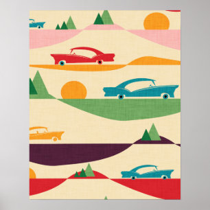 PÓSTER RETRO ROAD TRIP BEIGE