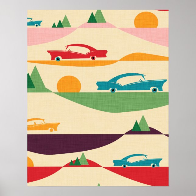 PÓSTER RETRO ROAD TRIP BEIGE (Frente)