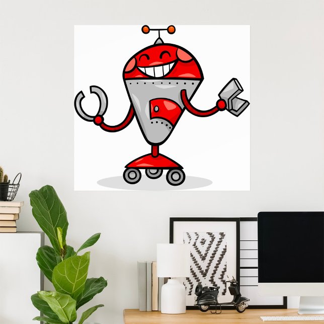 Póster Retro Robot Personalizado Diversión Red and Silver (Subido por el creador)