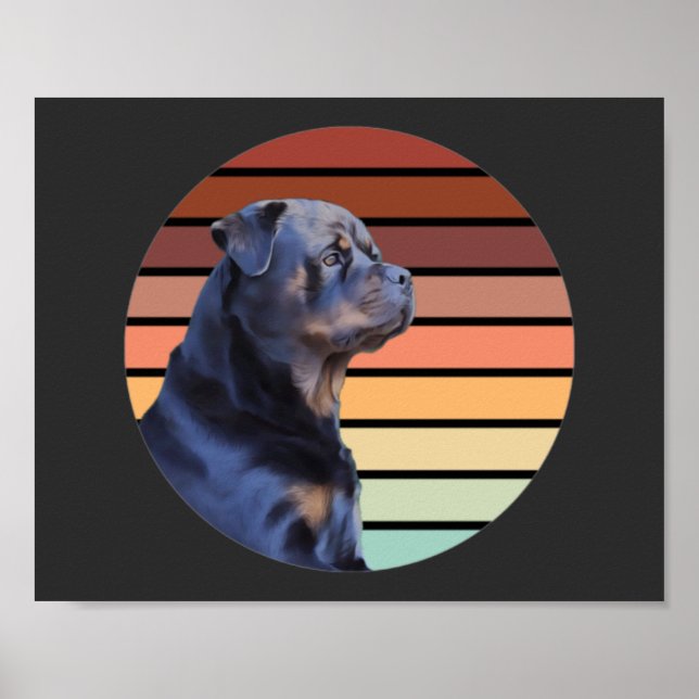 Póster Retro Rottweiler (Frente)