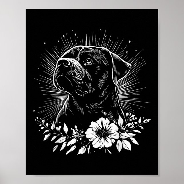 Póster Retro Rottweiler Dog Lover Tattoo Style (Frente)