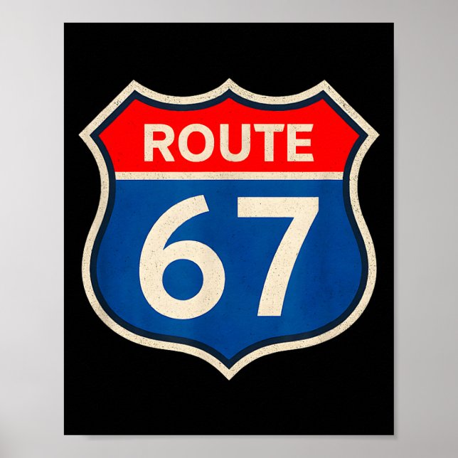 Póster Retro Route 67 Meme Six Seven Aura Energy Number 6 (Frente)