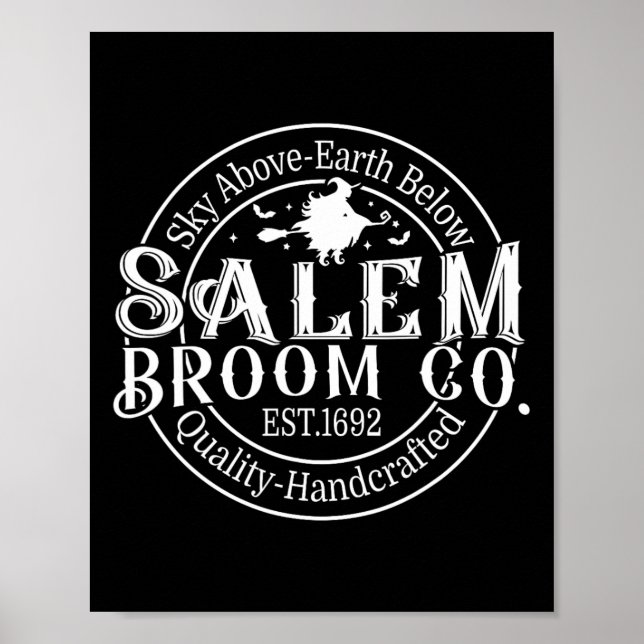 Póster Retro Salem Broom Company Est 1692 Machusetts Hall (Frente)