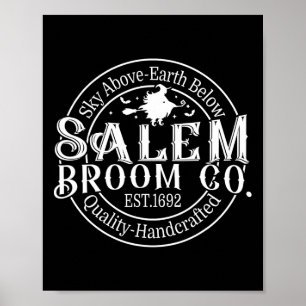 Póster Retro Salem Broom Company Est 1692 Machusetts Hall