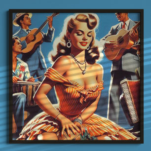Póster Retro Salsa Pin-up