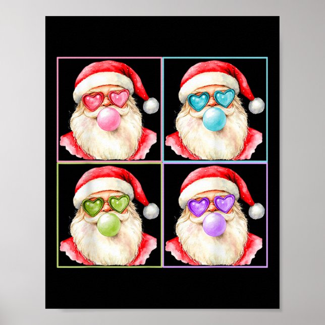 Póster Retro Santa Blowing Bubble Gum P Art Sungles Chris (Frente)