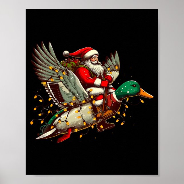 Póster Retro Santa Mallard Duck Christmas Hunting Season  (Frente)