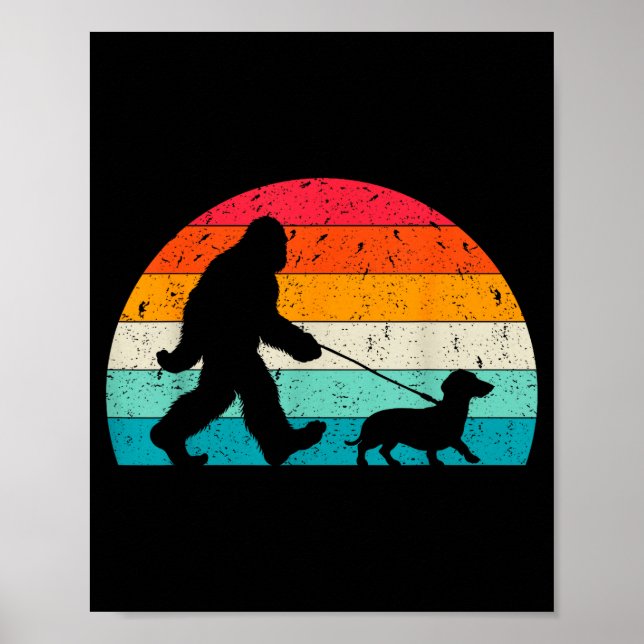 Póster Retro Sasquatch Lover Doxie Wiener Dog Walker Bigf (Frente)