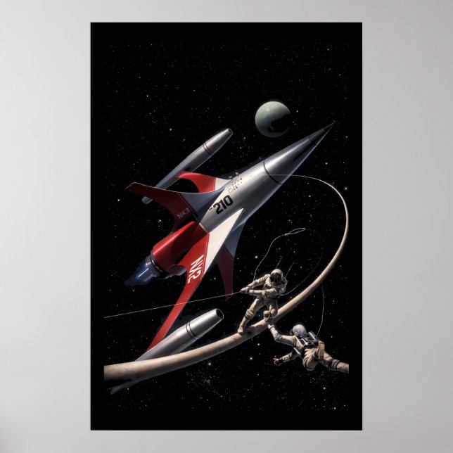 Póster Retro Sci-Fi Fantasy Space Astronauts Art (Frente)