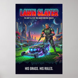 Póster Retro Sci Fi Tactical Lawn Hero Parody