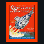 Póster Retro Science Fiction 1931 cover magazine<br><div class="desc">Great cover from the November 1931 issue of "Science and Mechanics", featuring a truly wonderful futuristic airplane. "Berlin to New York in less than One Hour!" written by Hugo Gernsback and illustrated by Frank R. Paul in the November 1931 issue of Everyday Science and Mechanics. This proposed spaceship would reach...</div>
