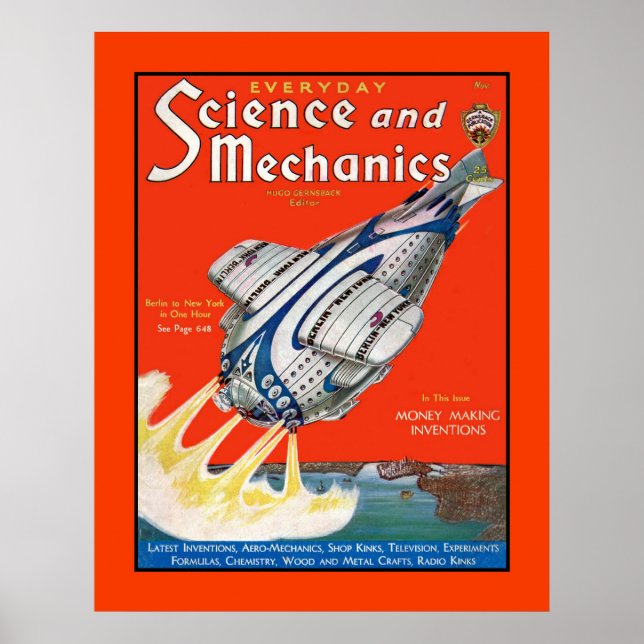 Póster Retro Science Fiction 1931 cover magazine (Frente)